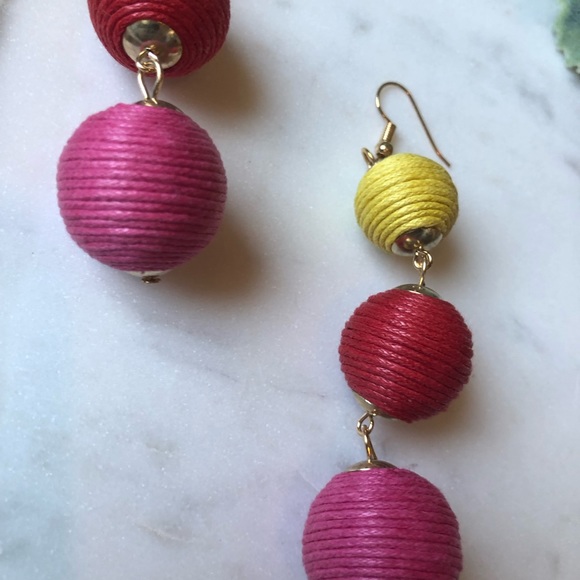 The Molly - Pink/Yellow 3-Drop Statement Earrings - Picture 2 of 3